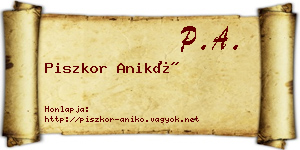 Piszkor Anikó névjegykártya